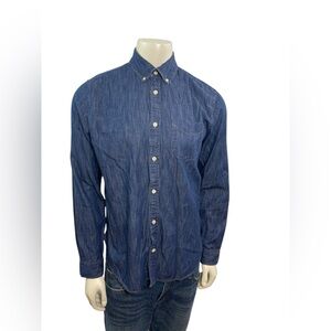 Gap Men’s Size Medium Slim Fit Long Sleeve Blue Denim Chambray Button Shirt